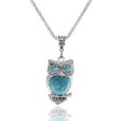 Turquoise & Cubic Zirconia Owl Earrings & Pendant Necklace on Sale