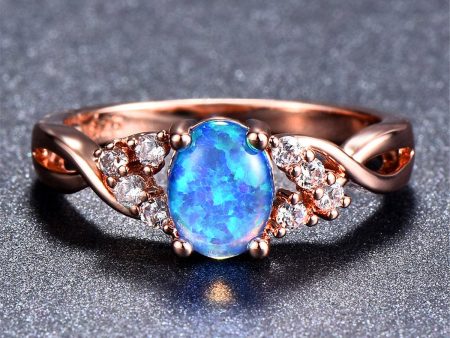 Blue Opal & 18K Rose Gold-Plated Twist Ring Cheap