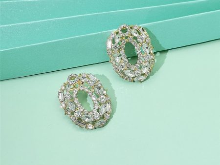 White Cubic Zirconia & 18K Gold-Plated Ova Stud Earrings For Sale