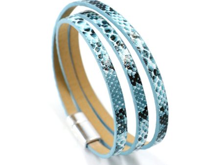 Silver-Plated & Blue Snake Wrap Bracelet Supply