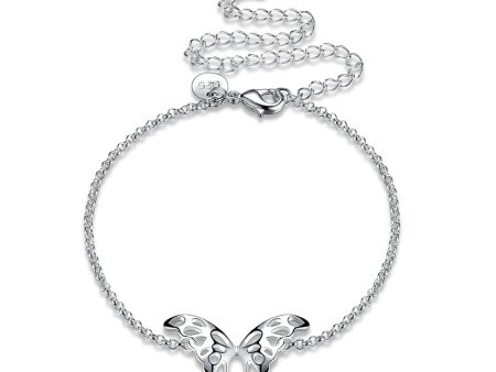 Silver-Plated Openwork Butterfly Anklet Supply