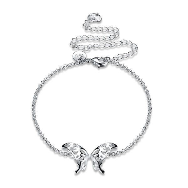 Silver-Plated Openwork Butterfly Anklet Supply