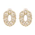 White Cubic Zirconia & 18K Gold-Plated Ova Stud Earrings For Sale