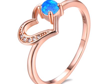 Blue Opal & 18K Rose Gold-Plated Open Heart Ring Online