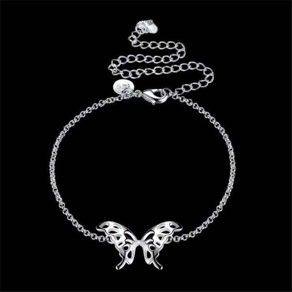 Silver-Plated Openwork Butterfly Anklet Supply