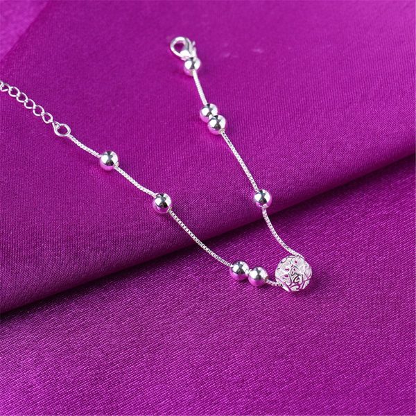 Silver-Plated Ball & Bead Anklet on Sale