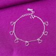 Silver-Plated Open Heart Station Anklet on Sale