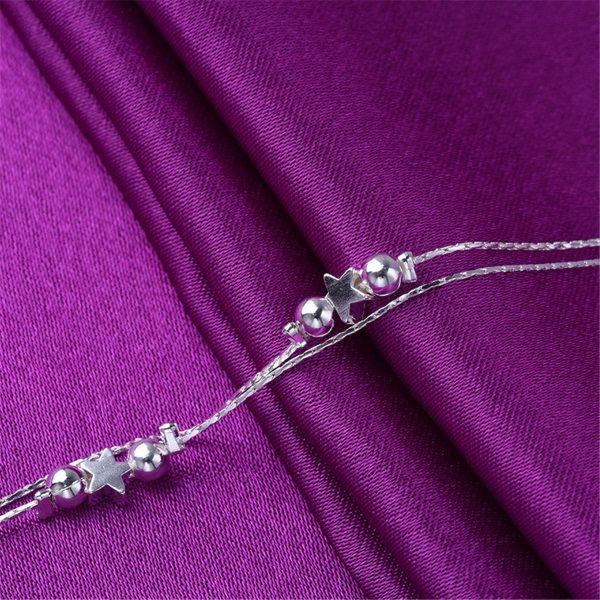 Silver-Plated Star Bead Layered Anklet Online now