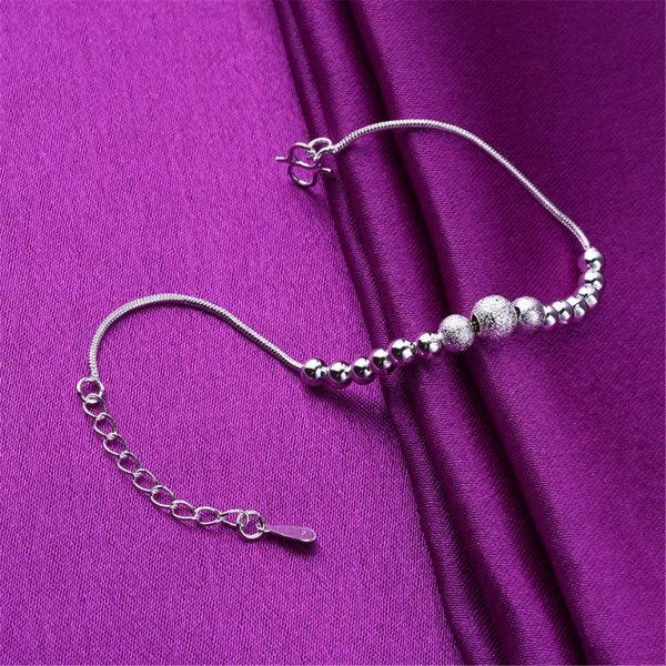 Silver-Plated Frosted Graduated Bead Anklet Cheap