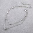 Silver-Plated Beaded Layered Station Charm Anklet on Sale