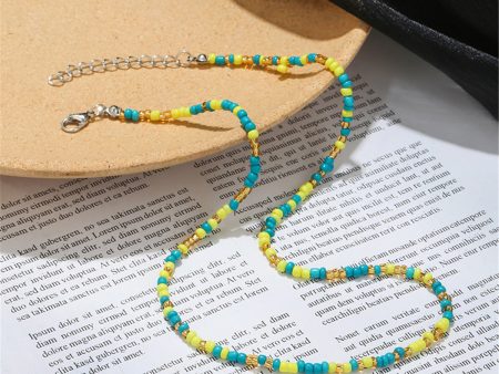 Yellow & Blue Howlite Beaded Necklace Online Sale