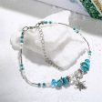 Turquoise & Acrylic Silver-Plated Beaded Starfish Charm Anklet For Discount