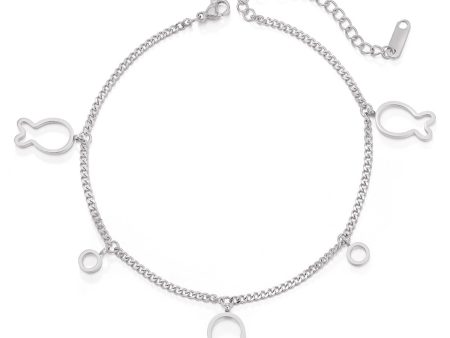 Silver-Plated Openwork Fish Station Anklet Supply