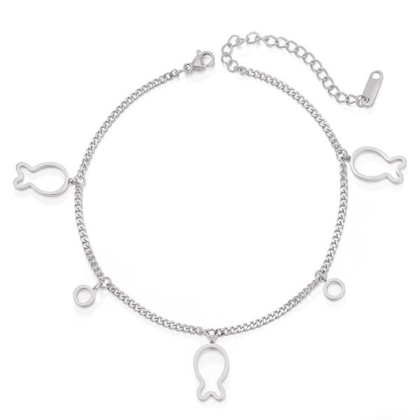 Silver-Plated Openwork Fish Station Anklet Supply