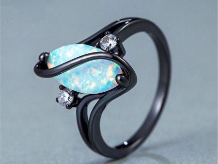 Blue Opal & Cubic Zirconia Pear-Cut Twisting Ring For Cheap